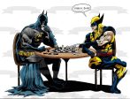 Marvel DC Comics Batman Wolverine Playing Chess Edible Cake Topper Image ABPID10097 Sale