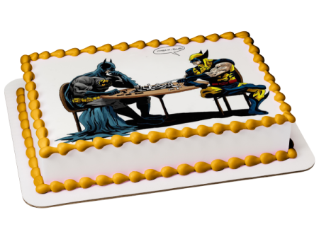 Marvel DC Comics Batman Wolverine Playing Chess Edible Cake Topper Image ABPID10097 Sale