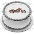 Harley-Davidson Orange and Black Motor Cycle Edible Cake Topper Image ABPID09073 Sale