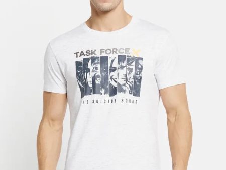 Men White Melange T-Shirt Discount