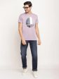 Octave Men Purple  White Printed Raw Edge T-Shirt Discount