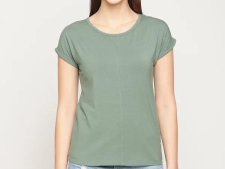 Mettle Women Green Cotton T-Shirt on Sale