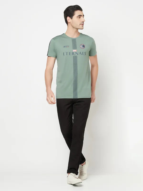 Octave Plus Size Men Olive Typography Printed T-Shirt For Cheap