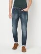 Octave Men Navy Blue Low Distress Light Fade Stretchable Jeans on Sale