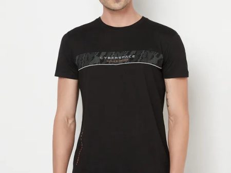 Octave Men Black Graphic Printed Regular-Fit T-Shirt Online Hot Sale