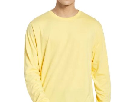 Mettle Men Yellow Solid Cotton T-Shirt For Sale