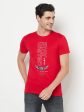 Octave Plus Size Men Red Typography Printed T-Shirt Sale