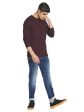 Mettle Men Maroon Solid Cotton T-Shirt Sale