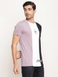 Octave Men Mauve  White Colourblocked Regular Fit Cotton T-Shirt Fashion