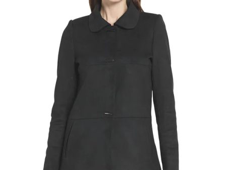 Mettle Women Black Solid Cotton Coat on Sale