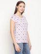 Mettle Women Lavender Mickey Mouse Printed Cotton T-Shirt Sale