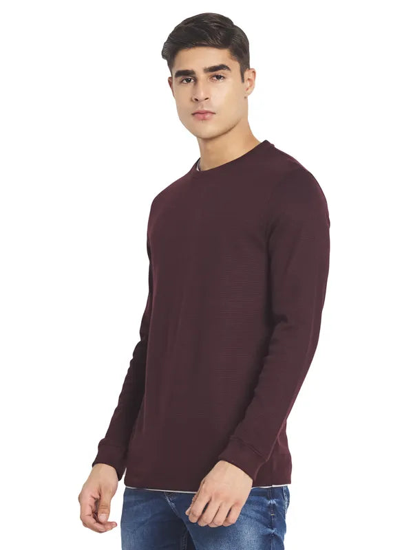 Mettle Men Maroon Solid Cotton T-Shirt Sale