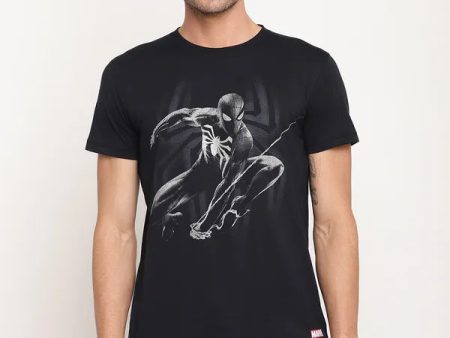 Octave Men Black Spider-Man Printed Pure Cotton T-Shirt Online