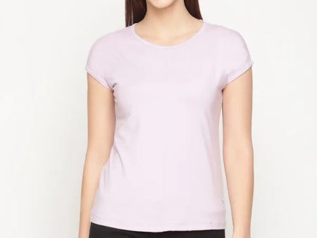 Mettle Women Purple Solid Cotton T-Shirt Hot on Sale