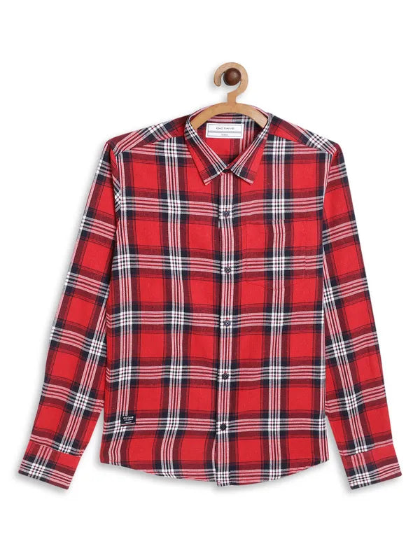 Octave Boys Red  White Tartan Checked Casual Shirt Discount