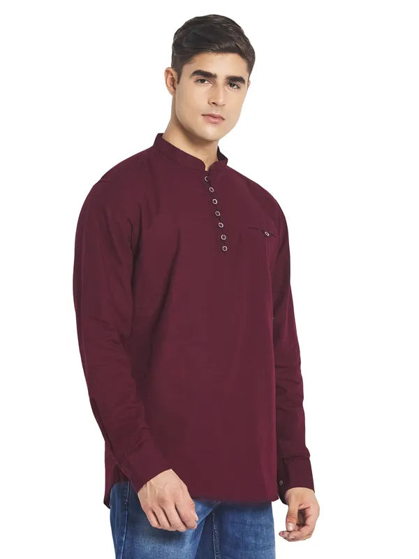 Mettle Men Maroon Solid Cotton Casual Shirt Online Hot Sale