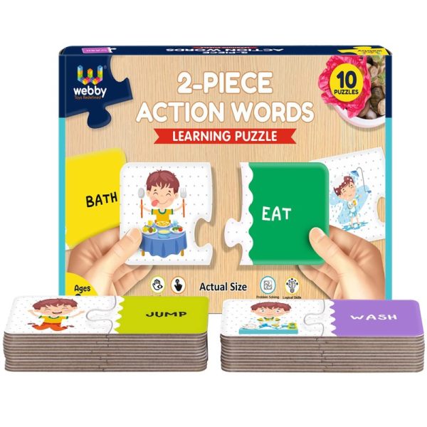 2 Pieces Learning Pack Jigsaw Puzzle - Action Word Hot on Sale