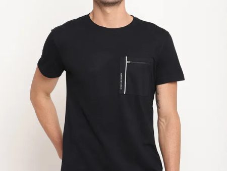 Octave Men Black Regular Fit Cotton T-Shirt Fashion