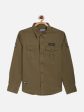 Octave Boys Olive Green Cotton Casual Shirt Online Hot Sale