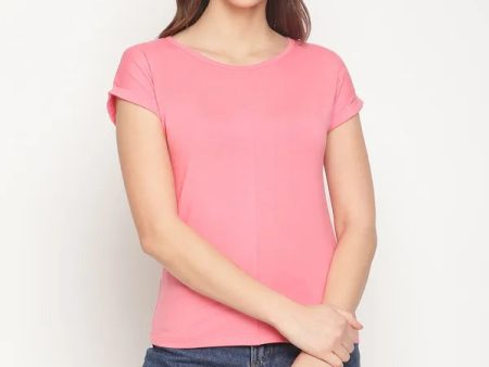 Mettle Women Pink Extended Sleeves T-Shirt Cheap