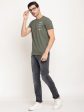 Octave Men Olive Green Typography Printed T-Shirt Discount