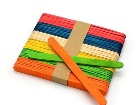 100 Wooden Multicolored Big Ice Cream Sticks | Ideal for Arts & Crafts and School Projects Hot on Sale