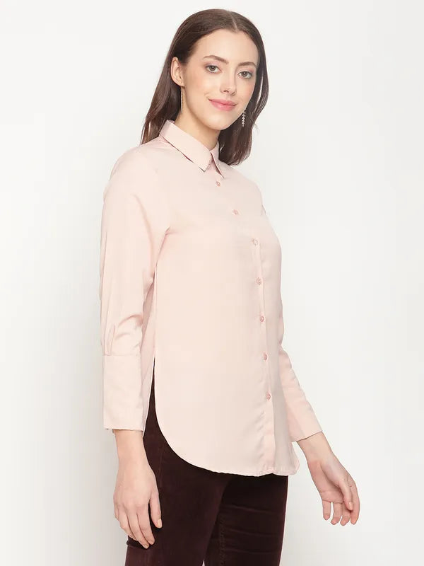 Mettle Women Pink Cotton Casual Shirt Fashion