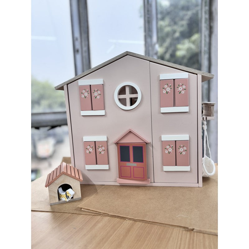 Luxury Wooden Dollhouse with Dog House, Furniture, Accessories & Custom Wallpapers (3-7 Years) Online