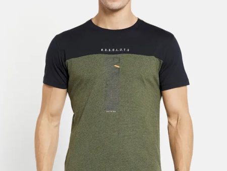 Men Olive Melange T-Shirt Hot on Sale