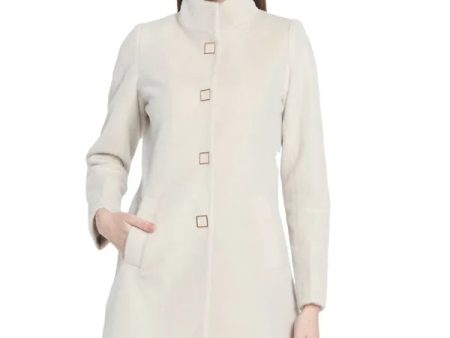 Mettle Women Cream-Colored Solid Cotton Overcoat Sale