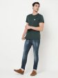 Octave Men Navy Blue Low Distress Light Fade Stretchable Jeans on Sale