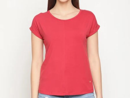 Mettle Women Coral Extended Sleeves Cotton T-Shirt Online