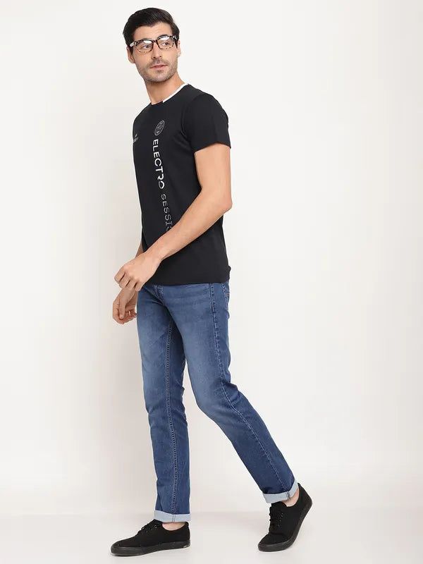 Octave Men Navy Blue Typography T-Shirt Online Hot Sale