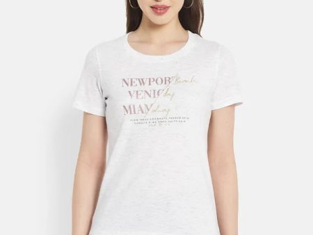 Women White Melange T-Shirt Cheap