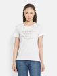 Women White Melange T-Shirt Cheap