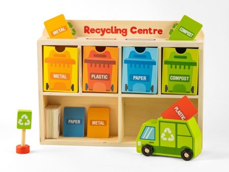 Tiny Trash Hub Playset – Wooden Recycling Truck, Bins & Playing Cards (2-6 Years) For Discount