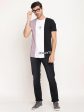 Octave Men Mauve  White Colourblocked Regular Fit Cotton T-Shirt Fashion