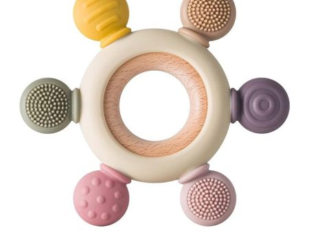 Infant Wooden Teether with Silicone (6-12 Months) Online Hot Sale