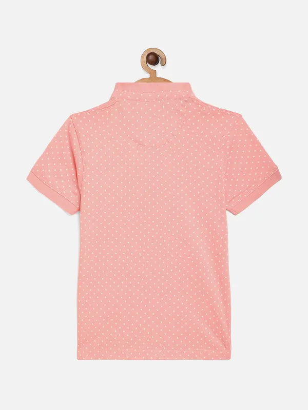 Octave Boys Pink Printed Mandarin Collar Cotton T-Shirt Fashion