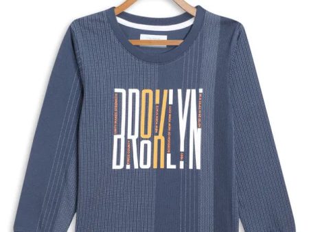 Octave Boys Blue Typography Printed Long Sleeve T-Shirt Discount