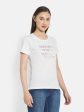 Women White Melange T-Shirt Cheap