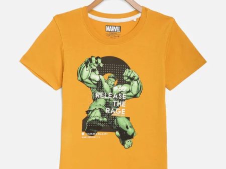 Octave Boys Mustard Yellow Printed Cotton T-Shirt Sale