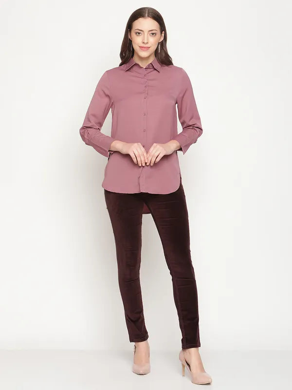 Mettle Women Rose Pink Cotton Formal Shirt Online