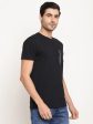 Octave Men Navy Blue Solid Cotton Regular Fit T-Shirt Fashion