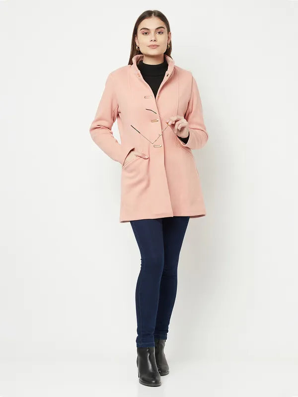 Women Suede Pink Coat For Cheap