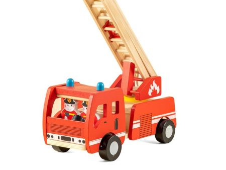 Wooden Red Fire truck with Firefighter Figures (2-5 Years) Fashion