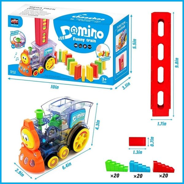 Electric Domino Train Set for Kids | Educational Building Blocks with Light & Sound | Stacking Tile Game Toy Supply